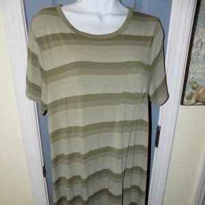 LuLaRoe Green Striped Print Carly Dress Size M Women's NWOT